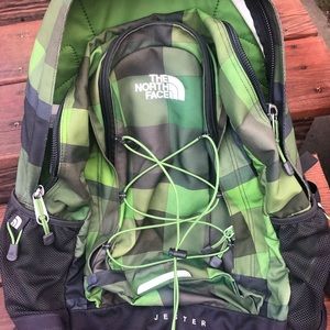 SOLD The North Face Green Plaid Jester Backpack